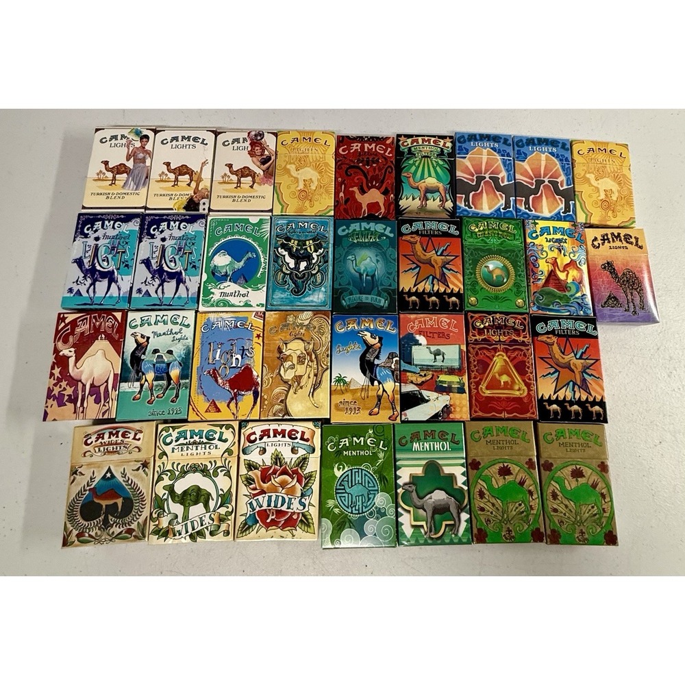 Vintage Camel Cigarette Packs Empty Lot Of 33 Artist Series Art Box EXCELLENT!